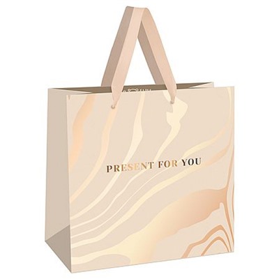 Пакет бумажный 20х20х10 см "Бежевый" фольга,выб.лак, мат. лам. MS_66233 (382374) MESHU