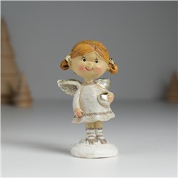 Фигурка полистоун «Ангелочек с хвостиками, в сером платьице», 4.5×3.5×8.5 см, МИКС