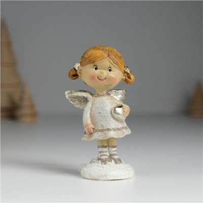 Фигурка полистоун «Ангелочек с хвостиками, в сером платьице», 4.5×3.5×8.5 см, МИКС