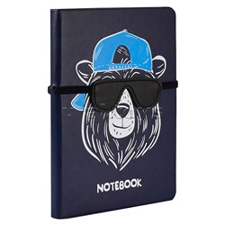 Записная книжка А6+ "Медведь" кожзам: 126x174 мм, твёрдый переплёт