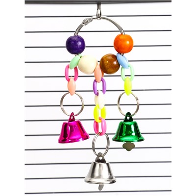 Игрушка для птиц «Кольцо», 13.5×5 см, с колокольчиками, цвет МИКС