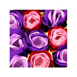 Мыльные розочки цветных оттенков и золотая роза, набор