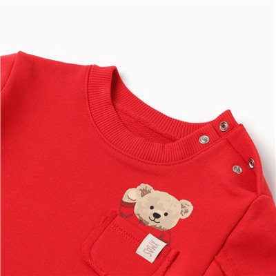 Свитшот детский «Крошка Я. Новогодние медвежата», рост 62-68 см, красный