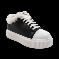 Кроссовки из натуральной кожи на меху А43-1 черные