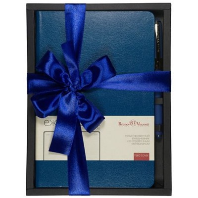 Подарочный набор Ежедневник недатированный А5 272 стр. "MEGAPOLIS" (СИНИЙ)+ ручка 3-281/01-2 Bruno Visconti