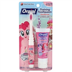Orajel, My Little Pony, тренировочная зубная паста с зубной щеткой, без фтора, для детей от 3 месяцев до 4 лет, фруктовый вкус, 28,3 г (1 унция)