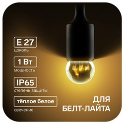 УЦЕНКА Набор Ламп светодиодных, 10 штук, G45, Е27, 1 Вт, 6 LED, для белт-лайта, тёплый свечение белое