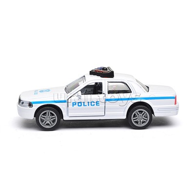 Белая инерционная служебная машинка Купе die-cast,1:32, открывающиеся двери