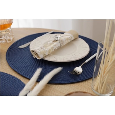 Салфетки сервировочные на стол Доляна «Лофт», 4 шт., d=38 см, синие