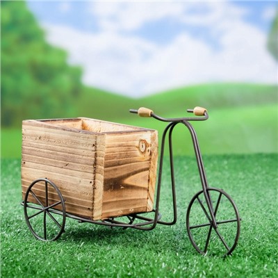 Декоративное кашпо для цветов «Велосипед», 23×8×12 см, дерево, металл, Greengo