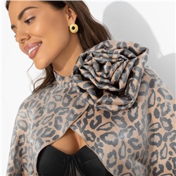 Болеро с перламутровым блеском, Деловой взгляд (леопардовое, с брошкой)