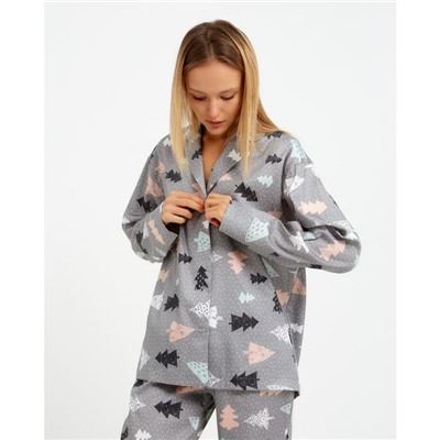 Пижама (рубашка, брюки) женская KAFTAN «Елки», размер 40-42