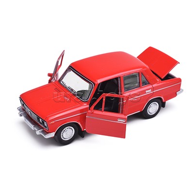 Машина металл ВАЗ-2106 13 см, двери, багаж, красный, в коробке