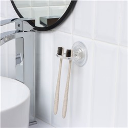 Держатель для зубных щёток самоклеящийся Доляна Elemental, 6×6.5×6.5 см, прозрачный