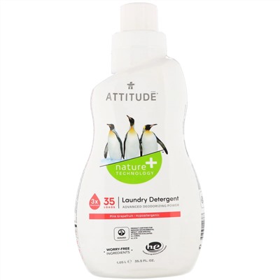 ATTITUDE, Средство для стирки, Розовый грейпфрут, на 35 стирок, 1,05 л (35,5 жидк. унций)