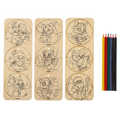 Заготовки для творчества на новый год «Шары», с карандашами