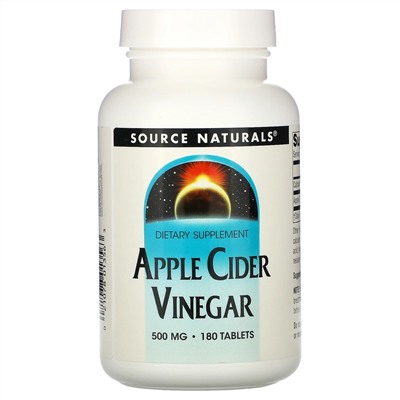 Source Naturals, яблочный уксус, 500 мг, 180 таблеток