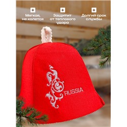 Шапка для бани и сауны Russia, полиэфир 70%, шерсть 30%, «Добропаровъ»