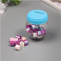 Клейкая лента пластик в банке «Перл. Белый и фуксия», набор 40 шт., 1.2 см, дл.0.9 м, 7×7×9 см