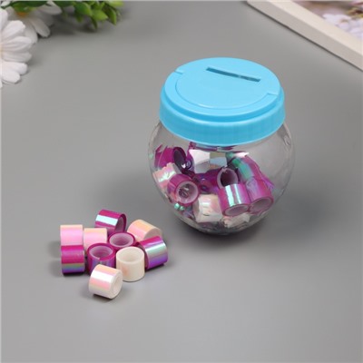 Клейкая лента пластик в банке «Перл. Белый и фуксия», набор 40 шт., 1.2 см, дл.0.9 м, 7×7×9 см