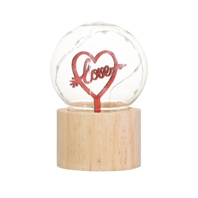 Фигурка светящаяся RISALUX «Влюбленное сердце», LED-ночник, 3×AG10, шар-8 см, 6.5×6.5×11.5 см