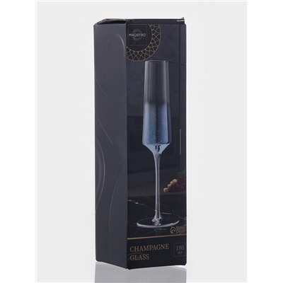 Бокал для шампанского Magistro «Мерцание», 190 мл, 7×24.5 см, стекло, синий