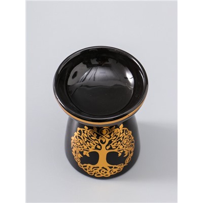 УЦЕНКА Аромалампа керамика "Древо жизни" чёрная с золотом 9,3х9,3х11,8 см