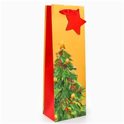 Пакет подарочный новогодний под бутылку, упаковка «Дивная ёлка», 12×36×8.5 см