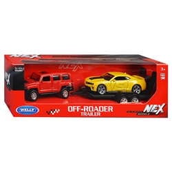 Набор 1:38, Hummer H3, Chevrolet Camaro ZL1, с прицепом, 2 шт.