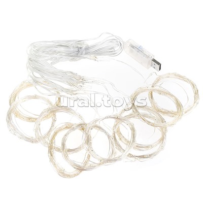 Электрогирлянда-занавес Роса, 3*3м, 300 ламп, USB, пульт, цветная