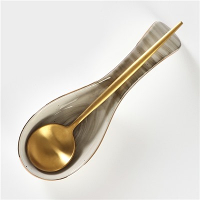 Подставка фарфоровая под ложку Доляна «Млечный путь», 21.5×7.5×3.5 см, цвет серый