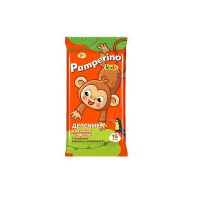 Pamperino Влажные салфетки 15шт Kids Детские с ромашкой и витамином Е