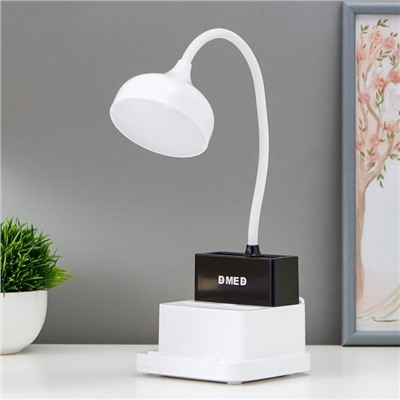 Лампа настольная RISALUX 16047/1, 20хLED, 5 Вт, 4 режима, АКБ, USB, 11×12×43 см, белая