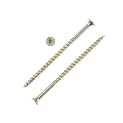 Саморез 4.2×89(90) мм ТУНДРА PREMIUM, потай, крупная резьба, шлиц PH, желтый цинк, 1 кг