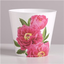 Кашпо для цветов «Пионы», 800 мл, d=12 см, h=11 см, пластиковое