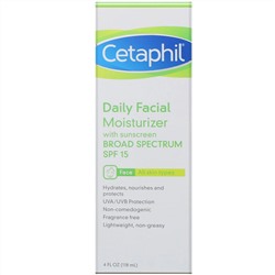 Cetaphil, Дневной увлажняющий лосьон для лица с SPF 15, 118 мл