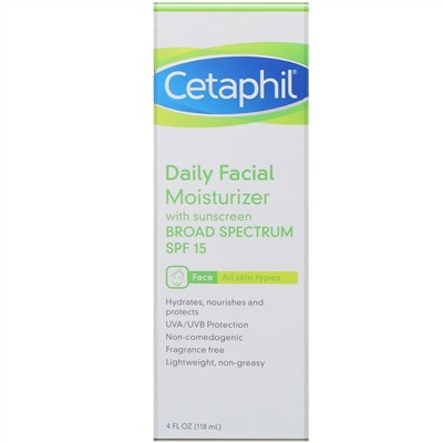 Cetaphil, Дневной увлажняющий лосьон для лица с SPF 15, 118 мл