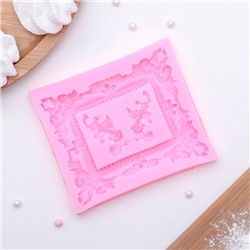 Молд для заливки «Рамка, лепнина», силикон, 9.5×11.5 см, розовый