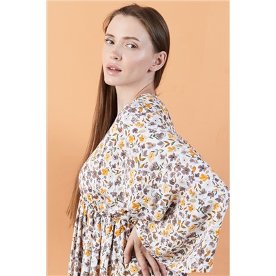 Платье женское  FLOWER030/04/Белый, коричневый