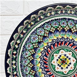 Ляган узбекский Риштанская Керамика «Узоры», d=36 см, синий, МИКС