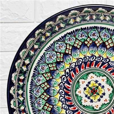 Ляган узбекский Риштанская Керамика «Узоры», d=36 см, синий, МИКС