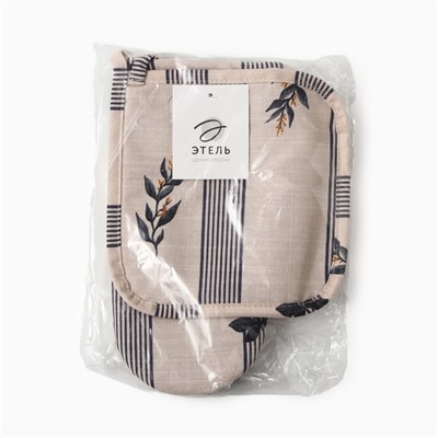 Набор кухонный «Этель» Leaves: варежка-прихватка, прихватка 100% хлопок, репс 220 г/м²