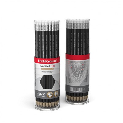Карандаш черногр. 45606 Jet Black с ластиком 101 НВ в тубусе ErichKrause