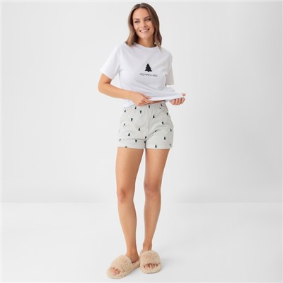 Пижама новогодняя женская (футболка, шорты) KAFTAN «Елки», размер 48-50