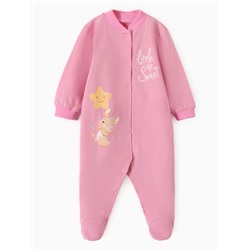 Комбинезон детский с закрытыми ножками «Зайка», цвет розовый, рост 68