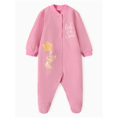 Комбинезон детский с закрытыми ножками «Зайка», цвет розовый, рост 68