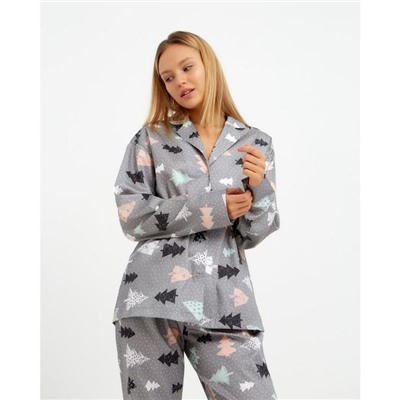 Пижама (рубашка, брюки) женская KAFTAN «Елки», размер 40-42