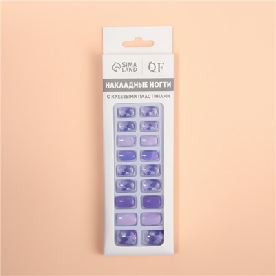 Накладные ногти «Сирень», 24 шт., с клеевыми пластинами, форма мягкий квадрат, сиреневые