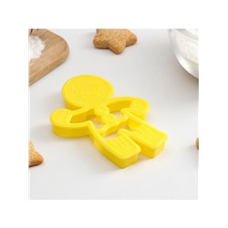Форма для печенья новогодняя «Пряничный человечек», вырубка, штамп, 11.3×8.5×1.4 см, пластик, жёлтая