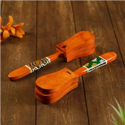 Сувенирный музыкальный инструмент «Кастаньет с узором», 4×5×23 см, дерево